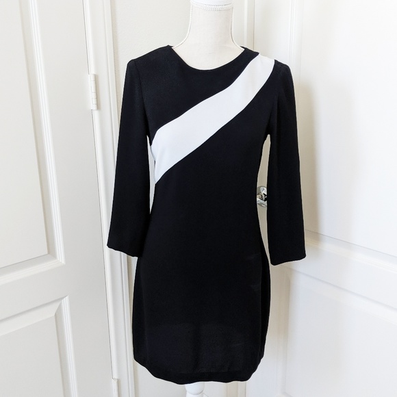 Zara Black and White Long Sleeve Dress. - Picture 2 of 7